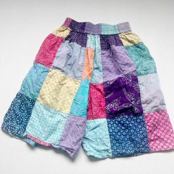 We Be Bop Vintage Patchwork Shorts quilted madras 80s maybe hippie boho chic - Picture 1 of 4